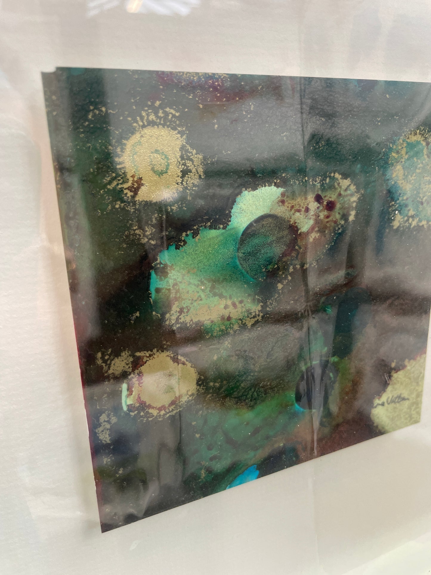 Original Art-Alcohol Ink -Green Stone