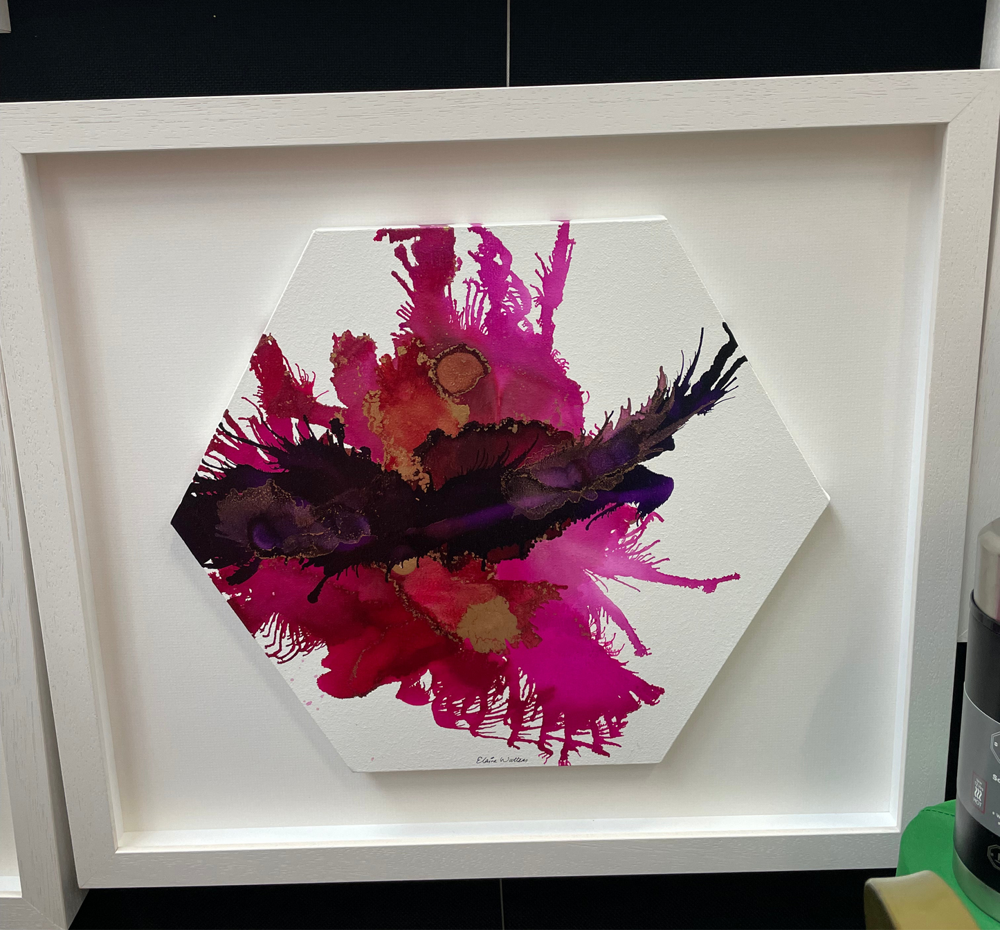 Original Art-Alcohol Ink - The Chakra Series-The Crown Chakra (Purple Hexagon)