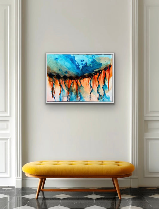 Original Art-Alcohol Ink-When the sky fell into the land