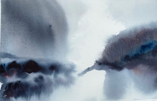 SOLD-Original Art-Watercolour -Winter light in the forest