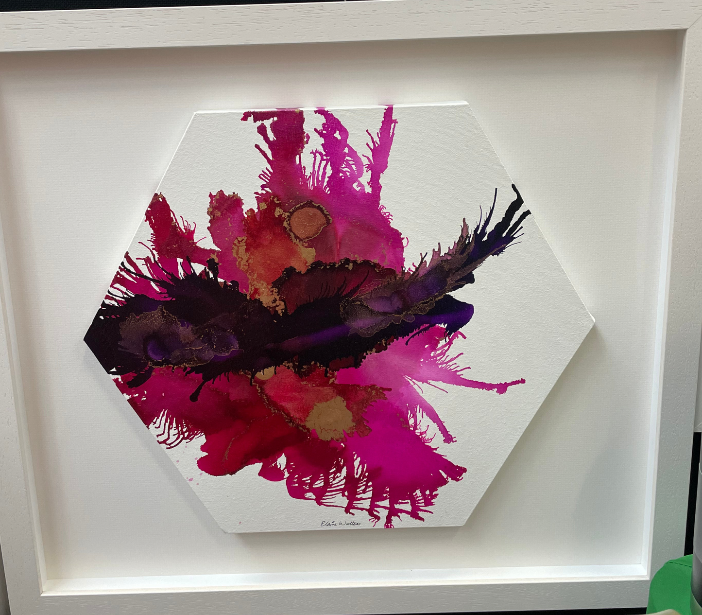 Original Art-Alcohol Ink - The Chakra Series-The Crown Chakra (Purple Hexagon)