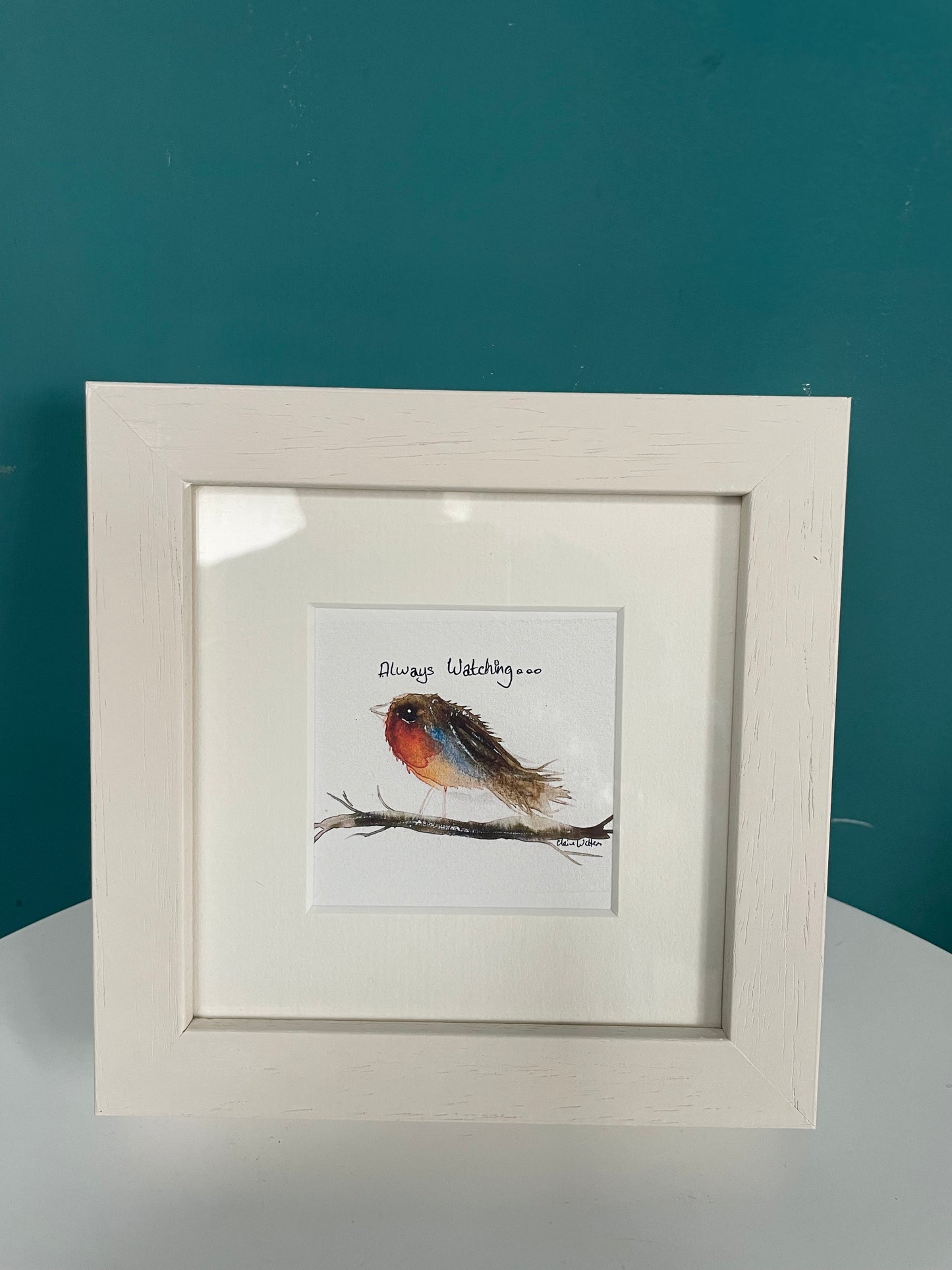 Print-Framed- Robin -Style A ‘Always Watching’ 6x6inches