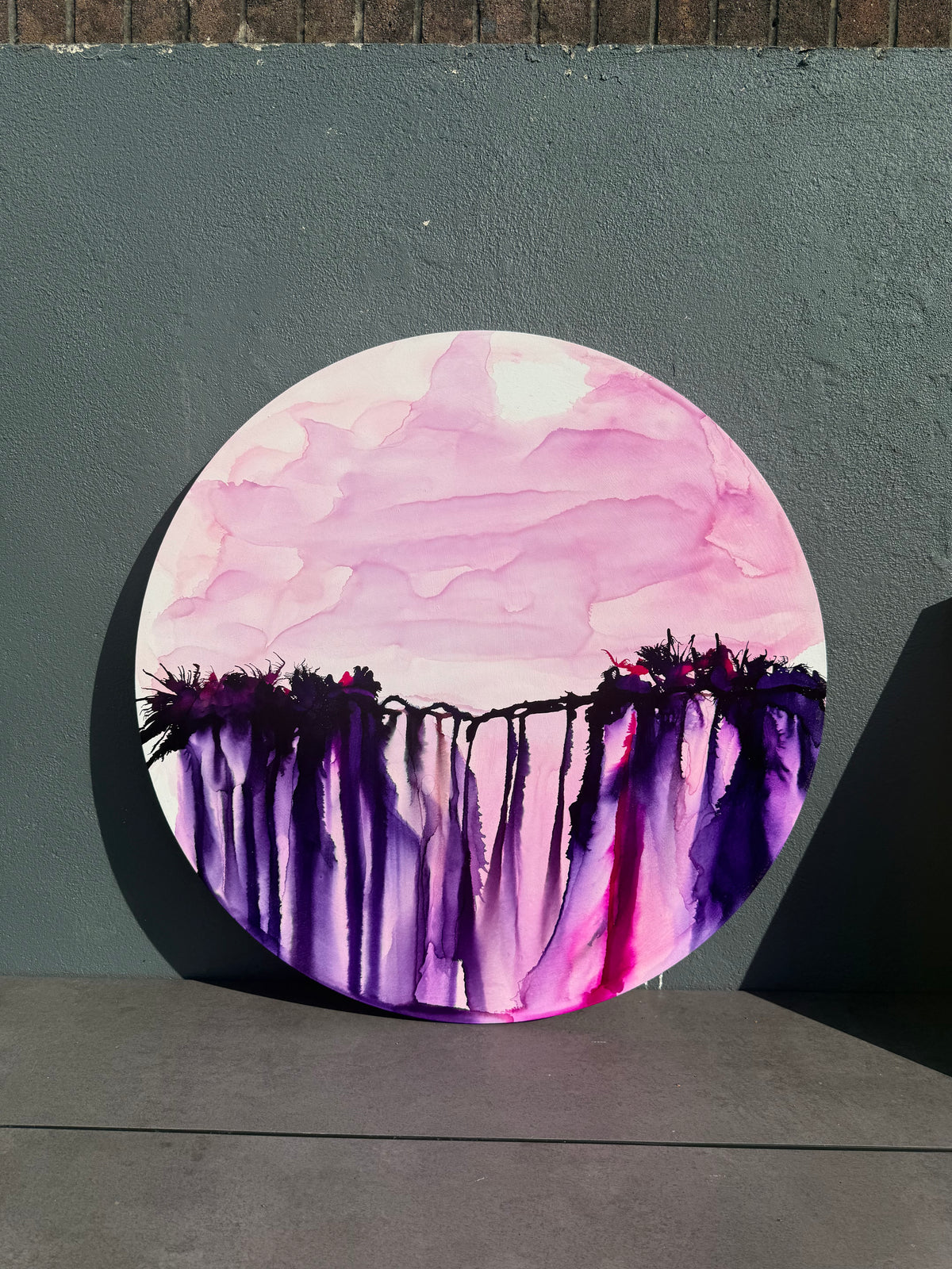 Original Art-Alcohol Ink-Purple rain over the west