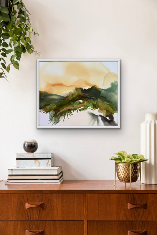 Original Art-Alcohol Ink-Light over quiet fields