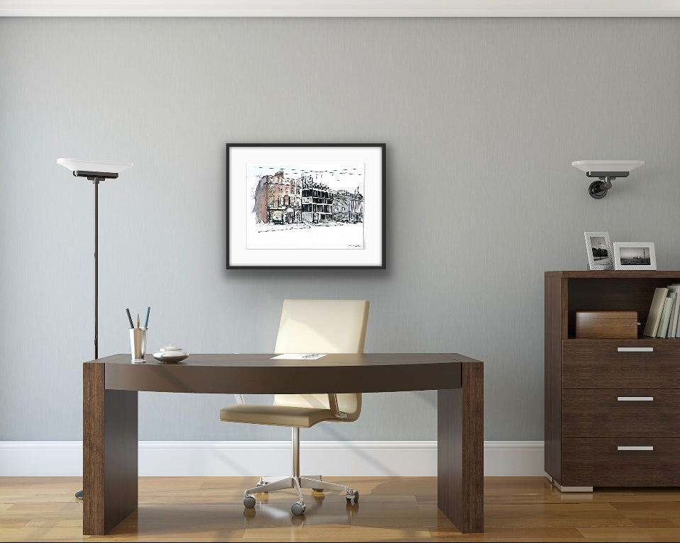 Original Art-Watercolour-St Stephen's Green West Side