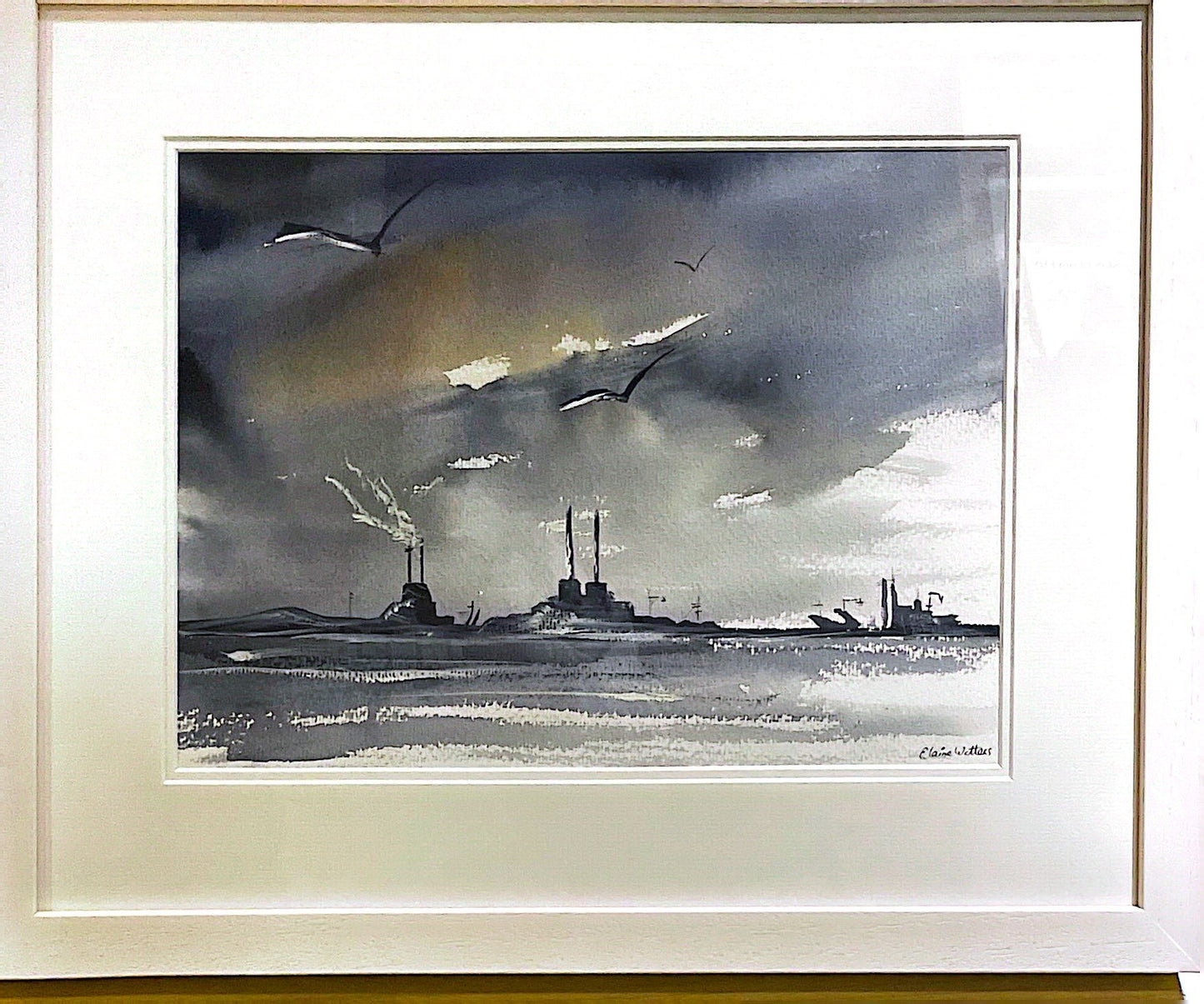 Watercolour - As evening falls over Dublin Bay