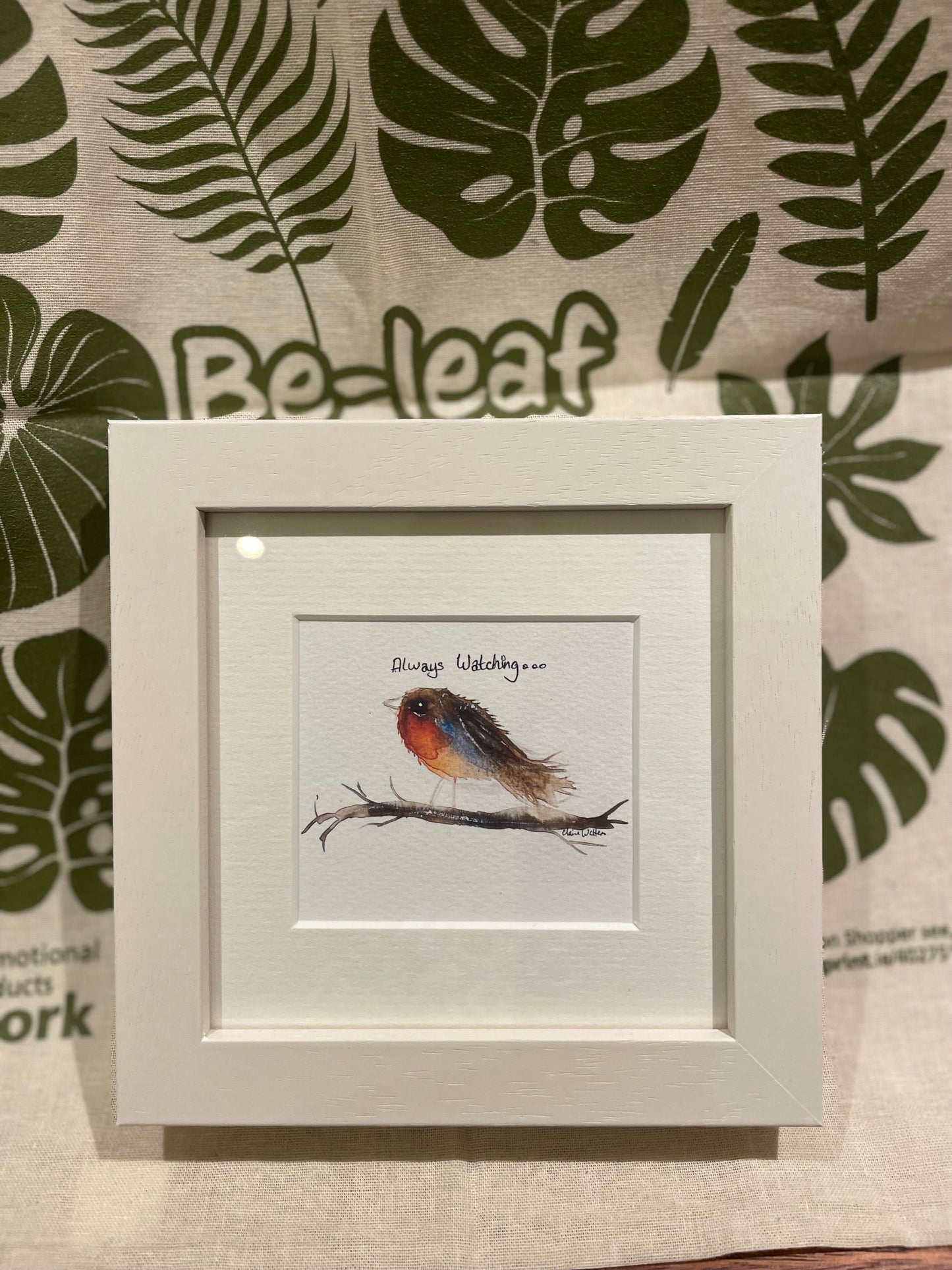 Print-Framed- Robin -Style A ‘Always Watching’ 6x6inches