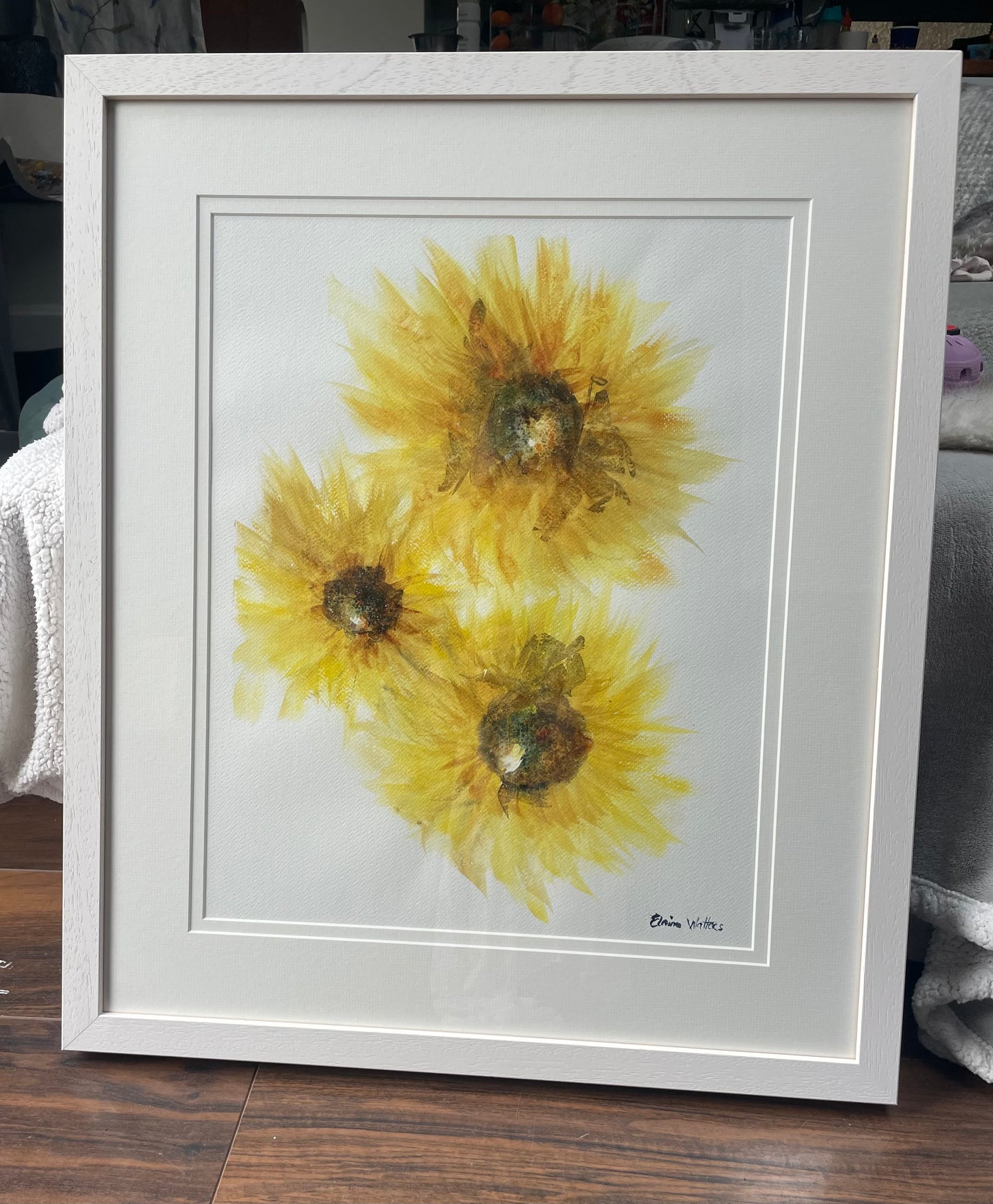 Original Art-Watercolour -Sunflower Trio