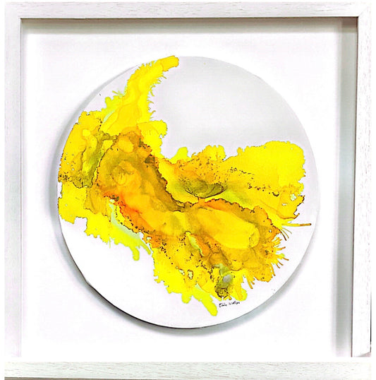 SOLD-Original Art-Alcohol Ink - The Chakra Series-Solar Plexus Chakra (Yellow Circle)
