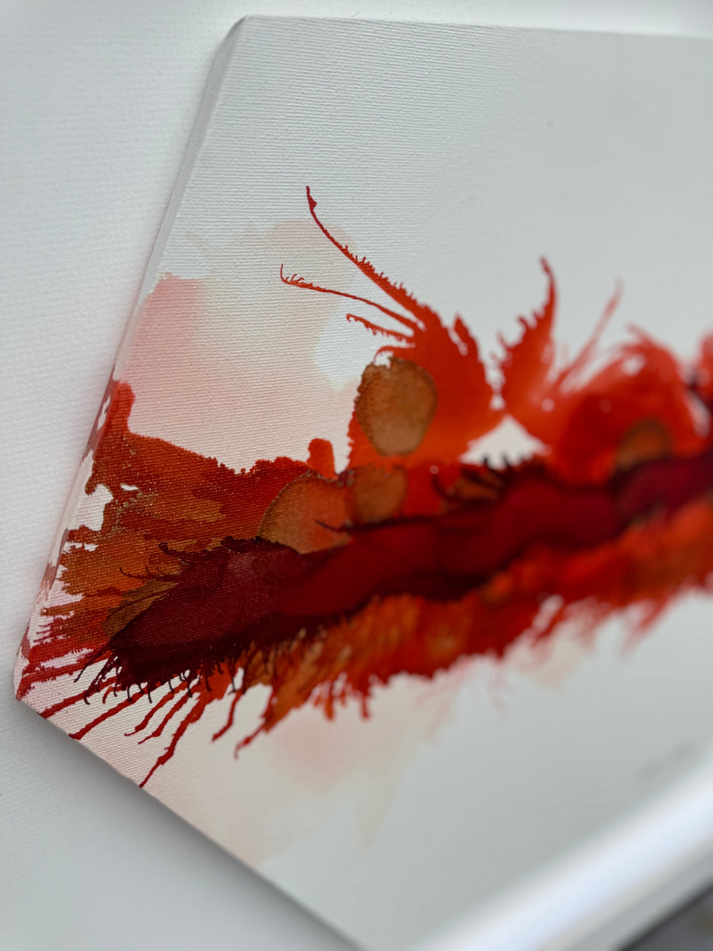 Original Art-Alcohol Ink - Fire Stone -The Chakra Series-Root Chakra -(Red Hexagon)