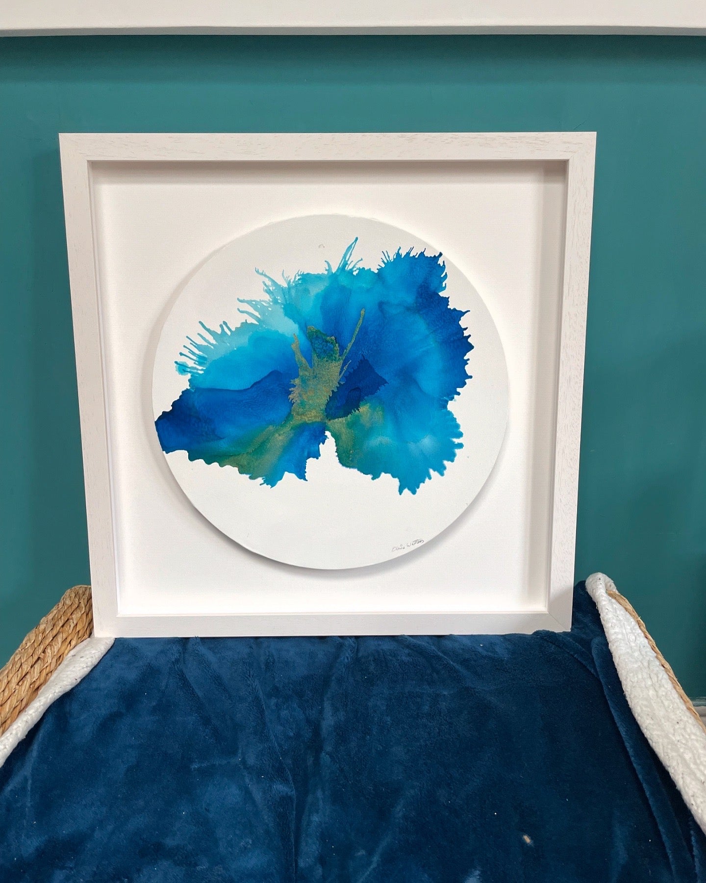 Original Art-Alcohol Ink - The Chakra Series. The Throat Chakra (Circle)