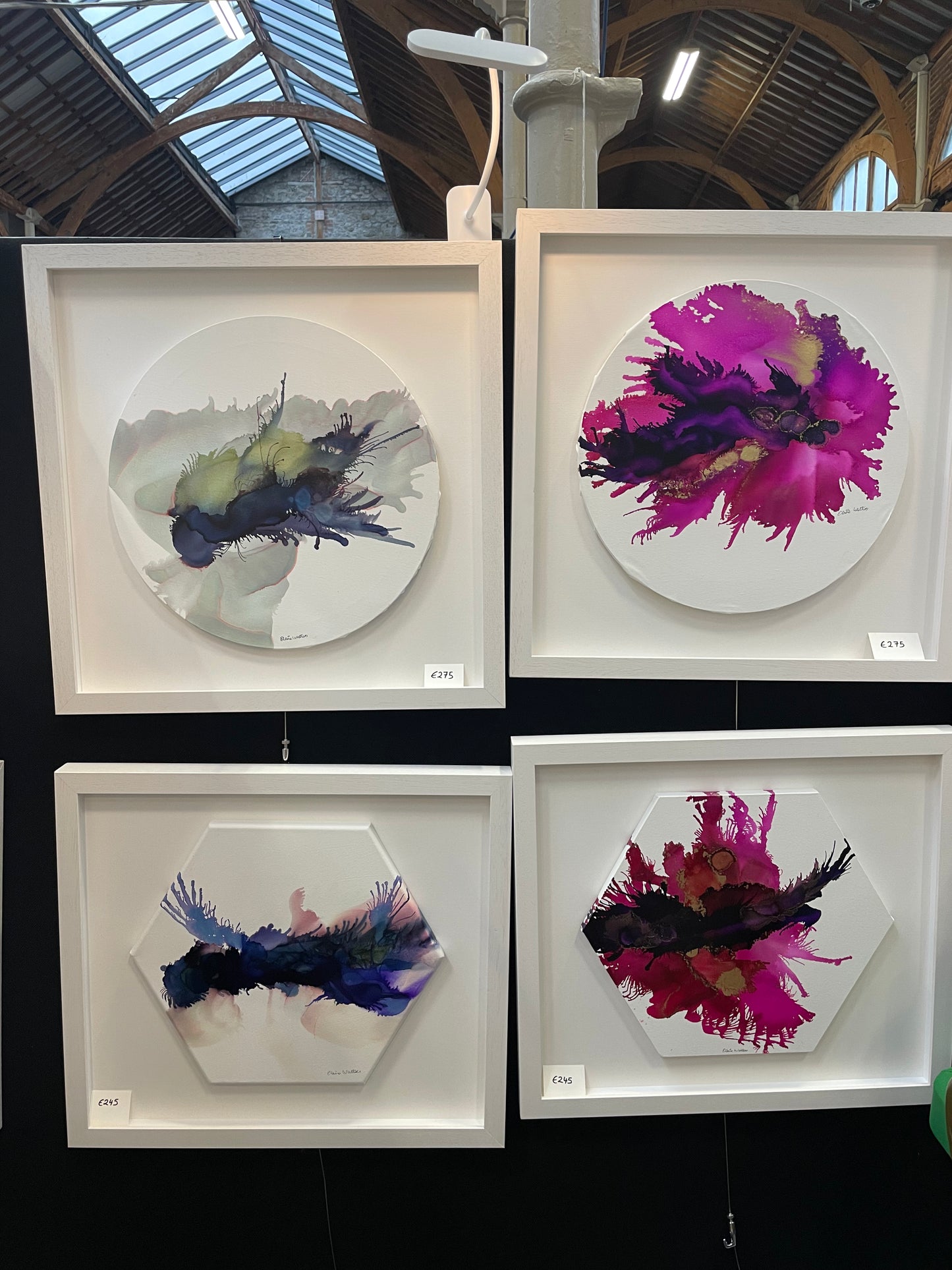 Original Art-Alcohol Ink - The Chakra Series-The Crown Chakra (Purple Hexagon)
