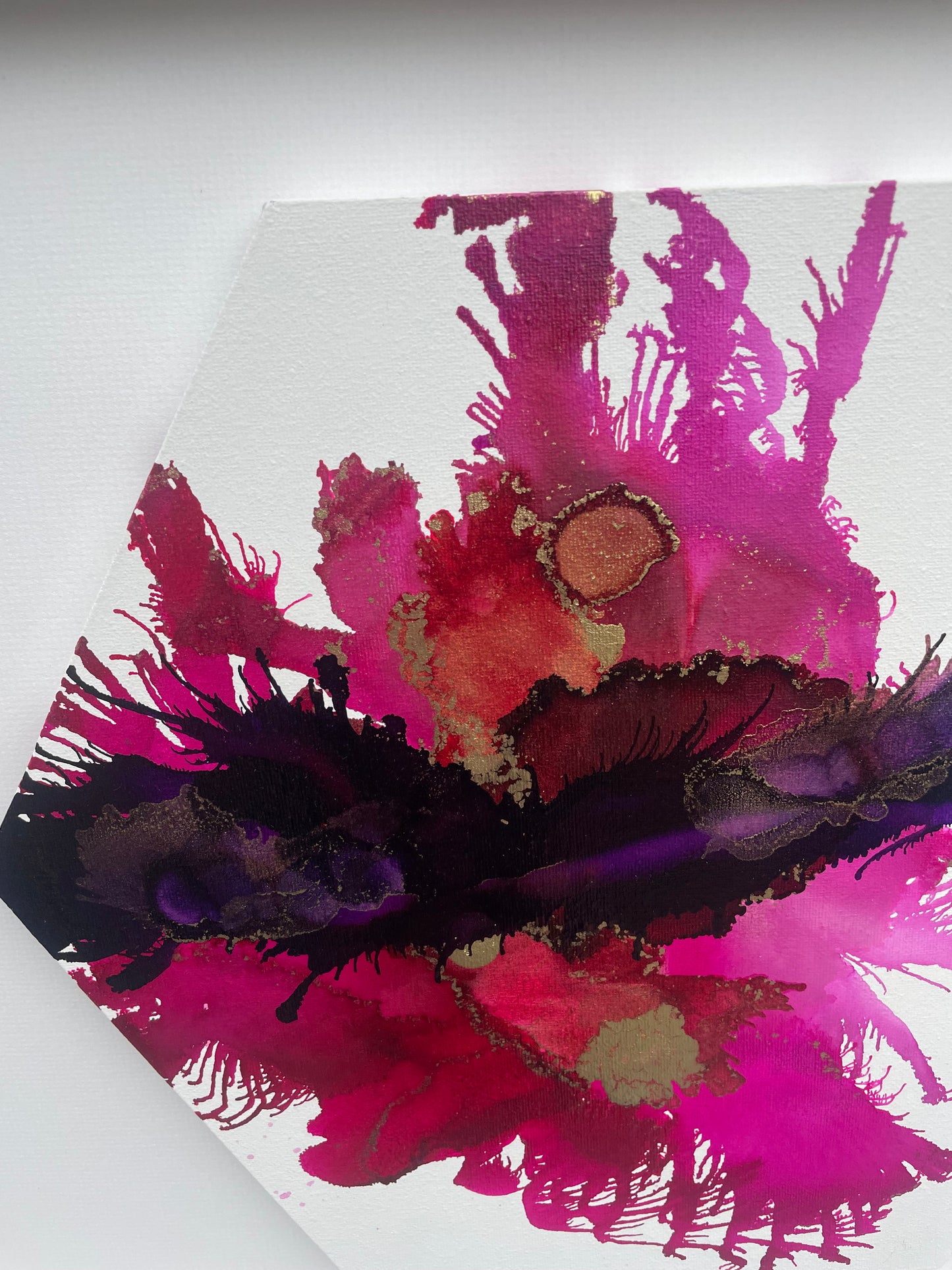 Original Art-Alcohol Ink - The Chakra Series-The Crown Chakra (Purple Hexagon)