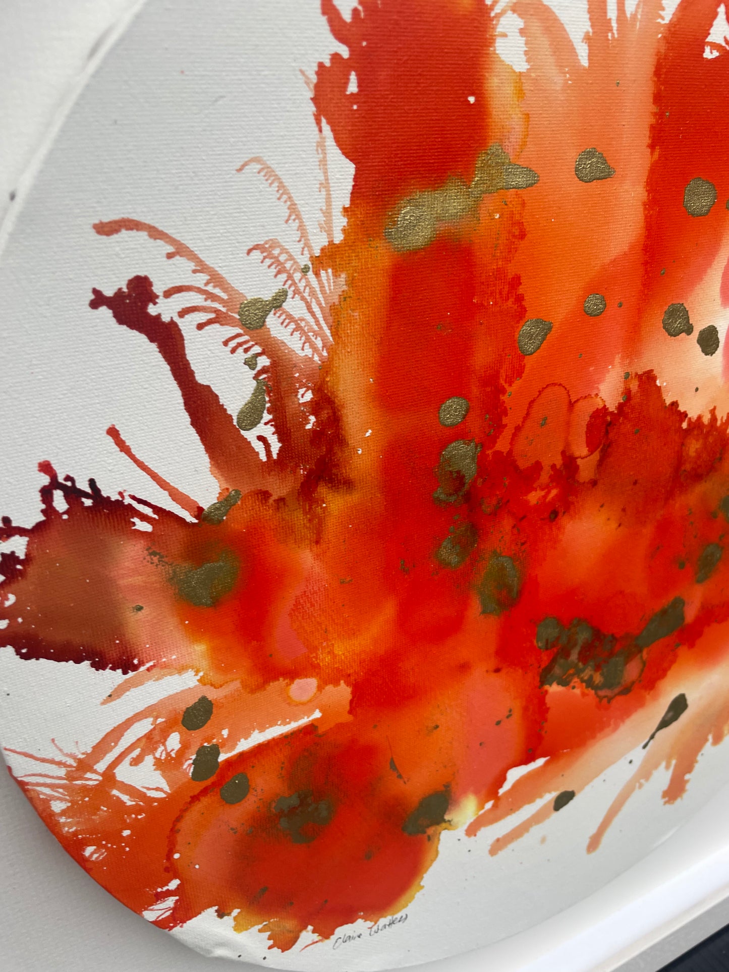 Original art-Alcohol Ink - The Chakra Series-Sacral Chakra (Orange Circle)