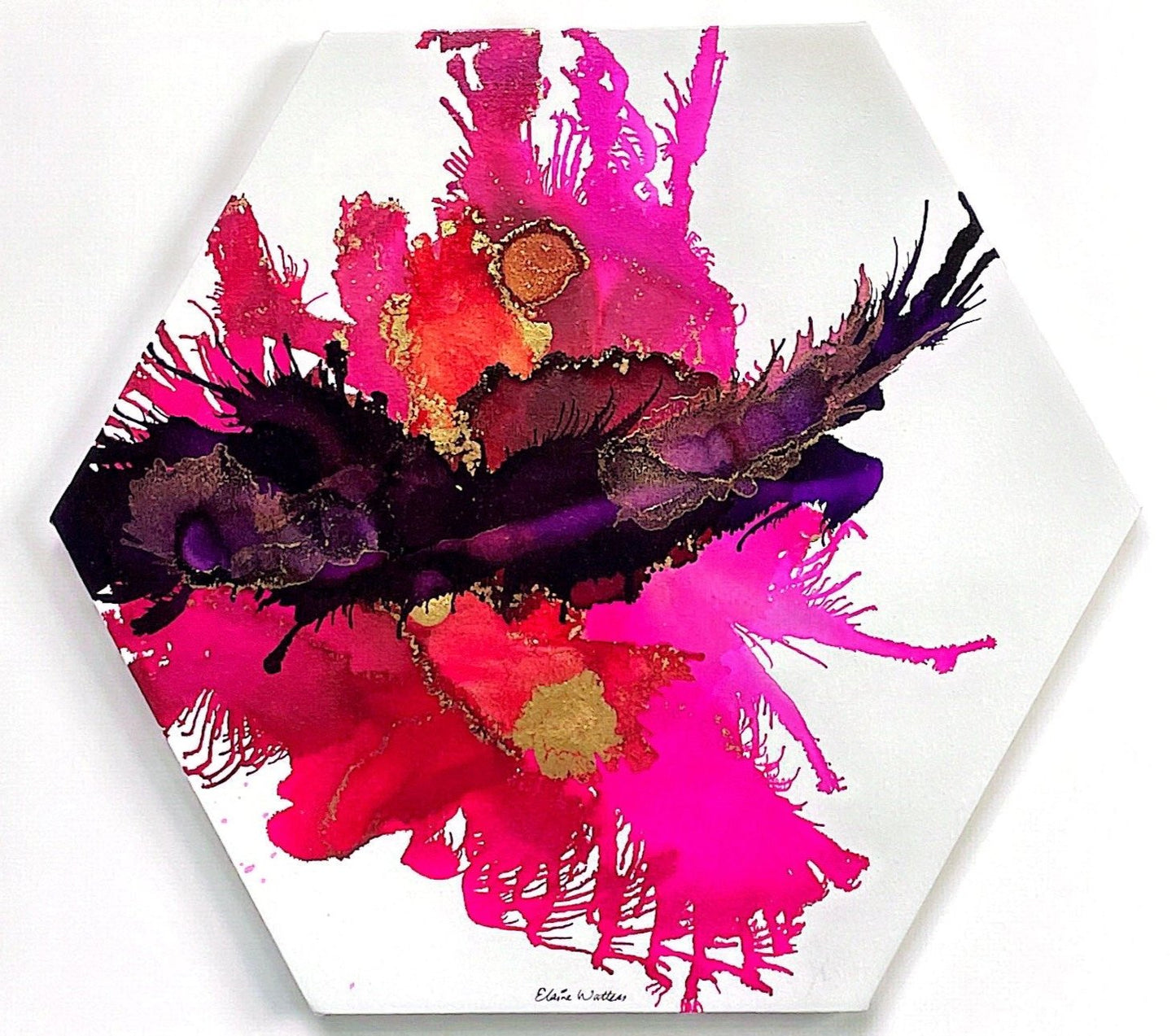 Original Art-Alcohol Ink - The Chakra Series-The Crown Chakra (Purple Hexagon)