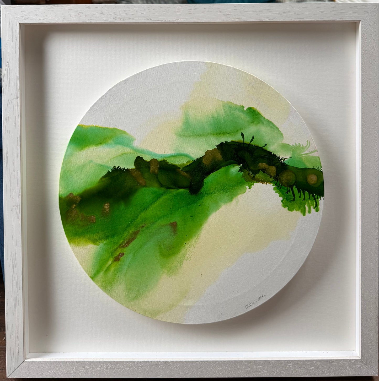 Original Art-Alcohol Ink - The Chakra Series- 'Anahata-The Heart Chakra'-Green Circle