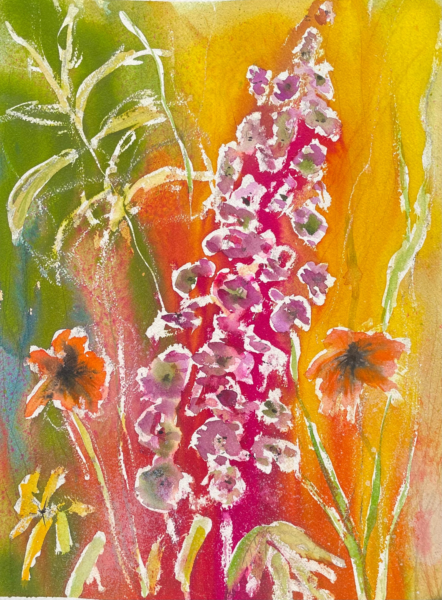 Original Art-Mixed Media - Farmleigh Flowers (SOLD)