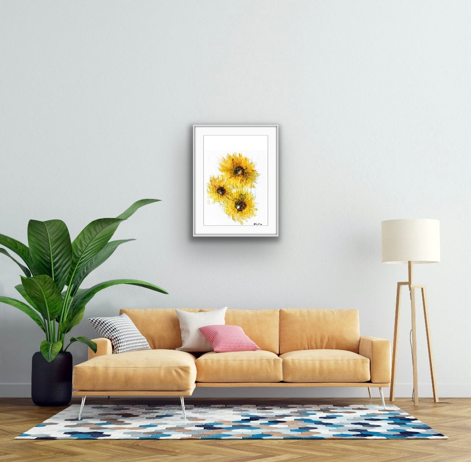 Sunflower art, Irish flower art, Irish artist, Dublin art, Sunflowers watercolour