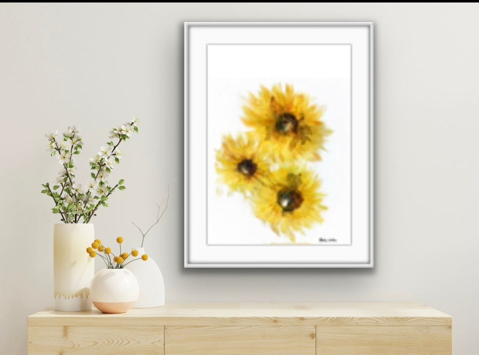 Sunflower art, Irish flower art, Irish artist, Dublin art, Sunflowers watercolour