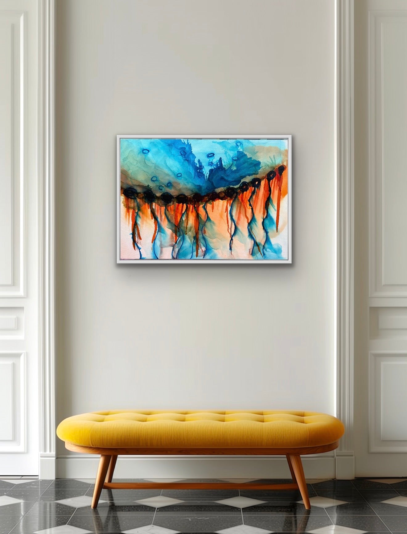 Original Art-Alcohol Ink-When the sky fell into the land