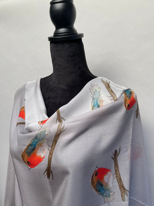 Product-Silk Scarf-Robin (Grey)