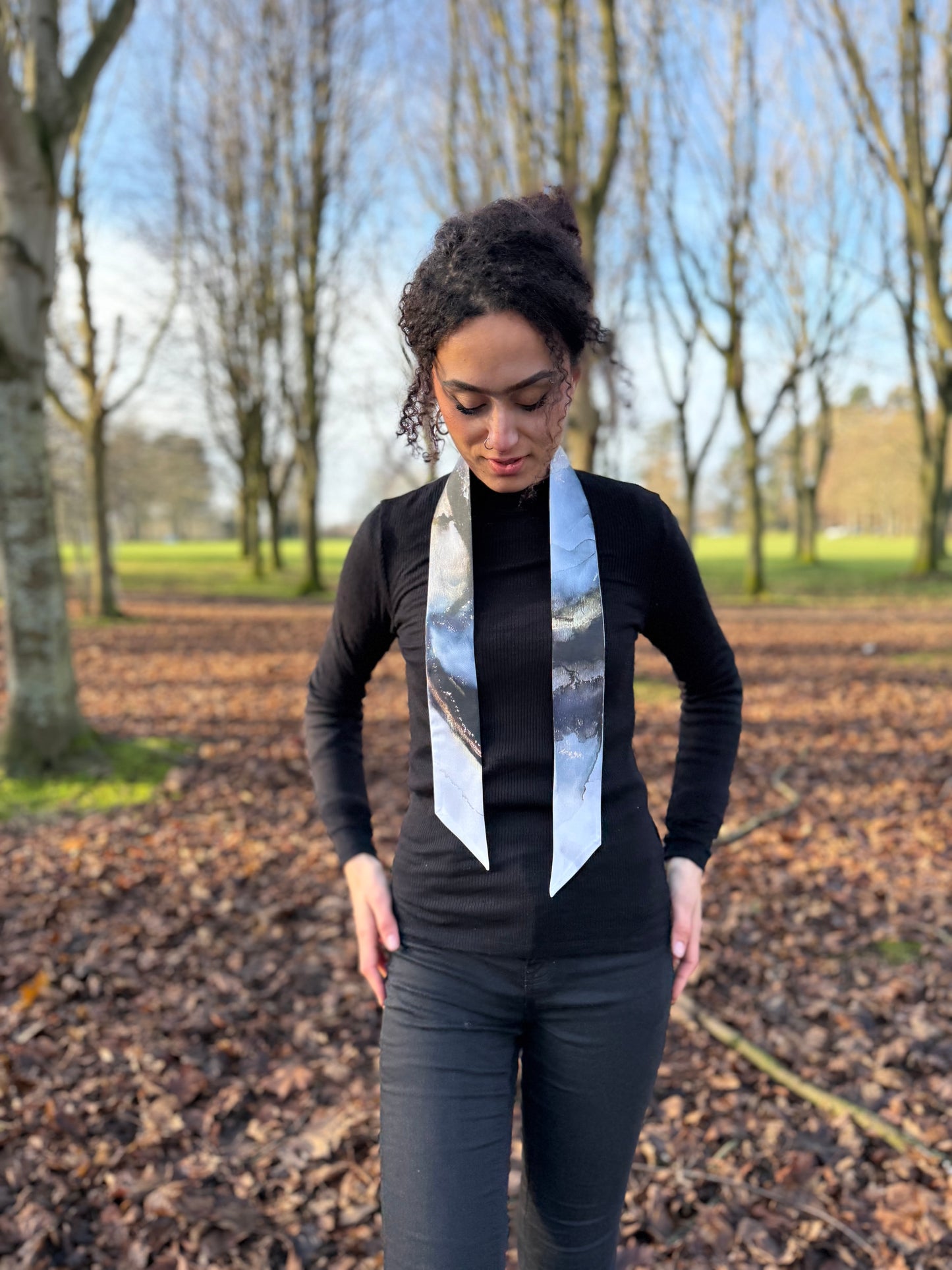 Product-Silk Twilly- Marble Storm