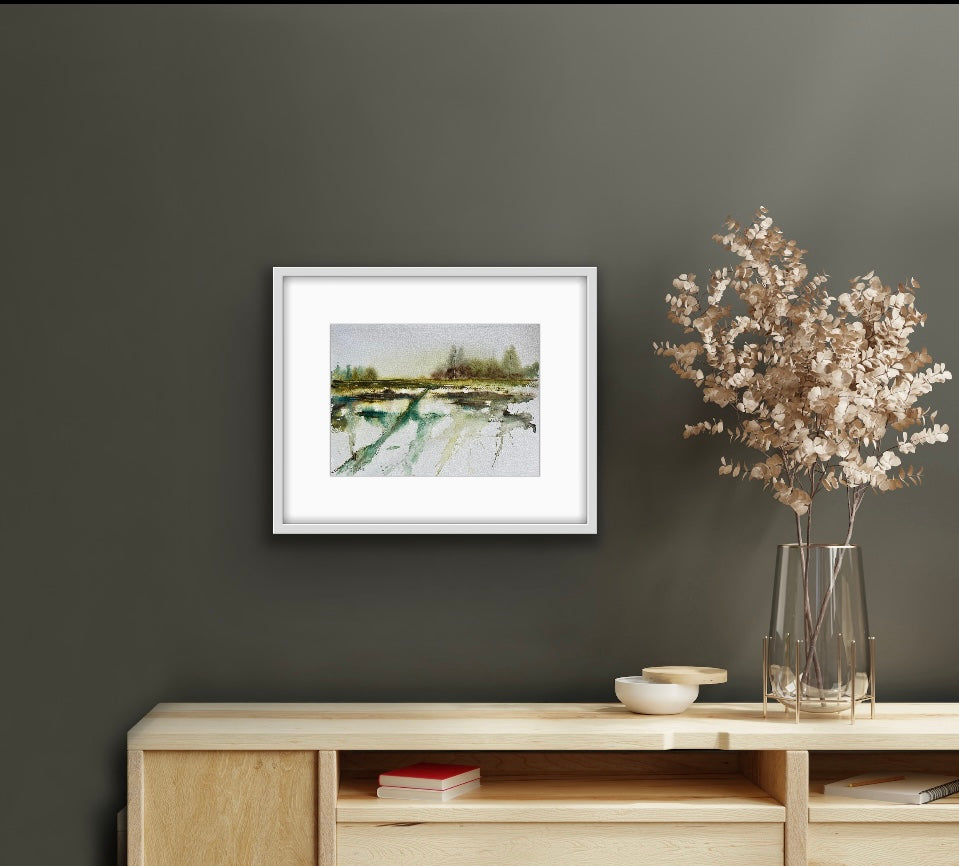 Original Art-Watercolour - Green Fields