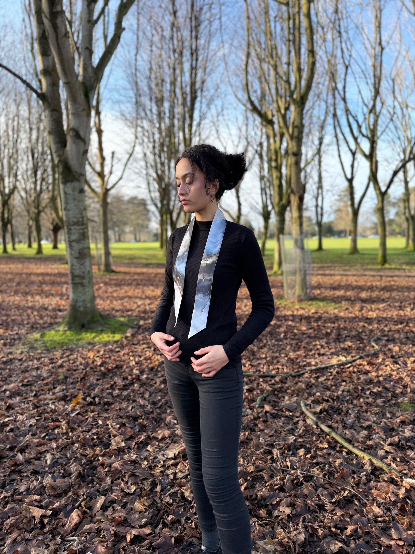 Product-Silk Twilly- Marble Storm