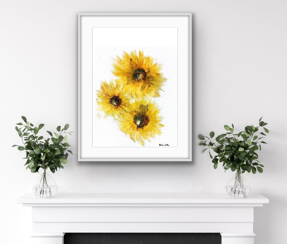Original Art-Watercolour -Sunflower Trio