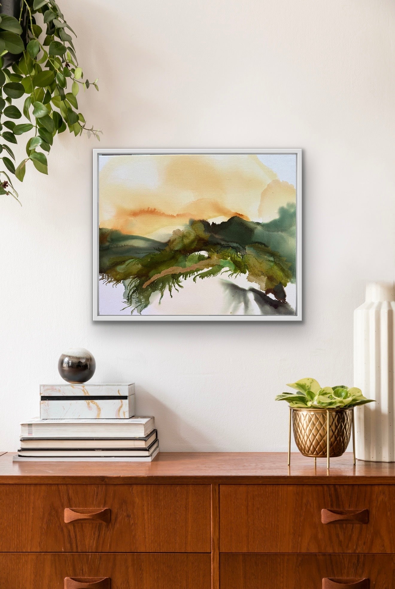 Original Art-Alcohol Ink-Light over quiet fields