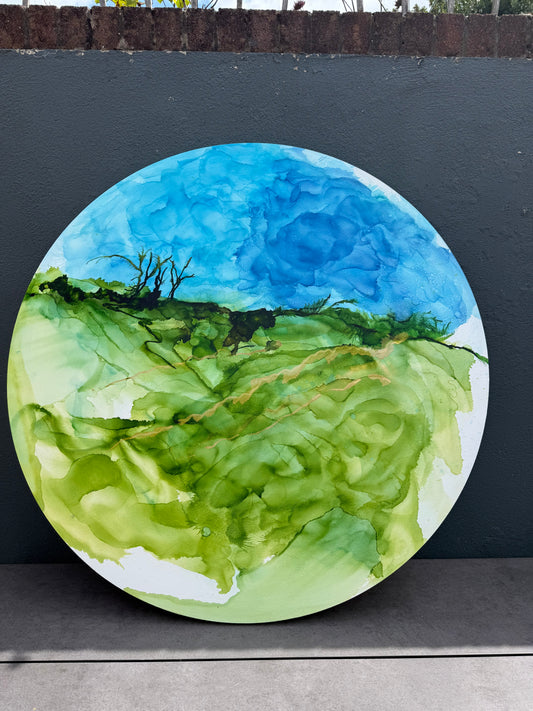 Original Art-Alcohol Ink-The Phoenix Park In Summer