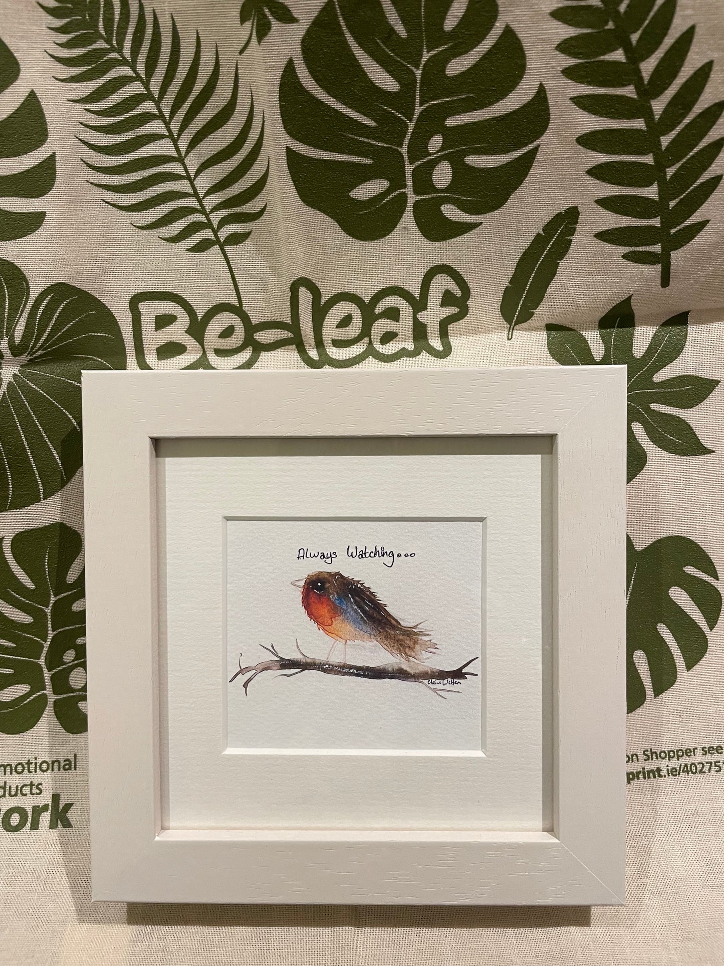 Print-Framed- Robin -Style A ‘Always Watching’ 6x6inches