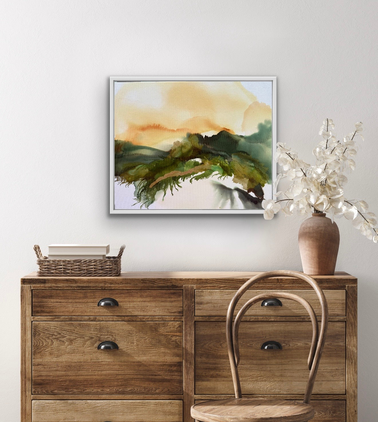 Original Art-Alcohol Ink-Light over quiet fields