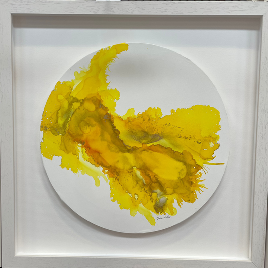 SOLD-Original Art-Alcohol Ink - The  Chakra Series-Solar Plexus Chakra (Yellow Circle)