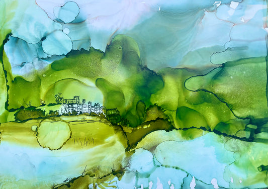 Alcohol ink -Kylemore Abbey