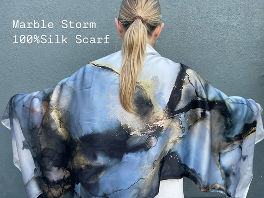Product-Silk Scarf-Marble Storm