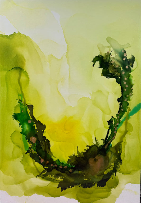 Original Art-Alcohol Ink-The soft edge of silence