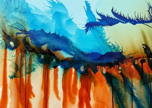 Original Art-Alcohol Ink-Beneath a wandering sky