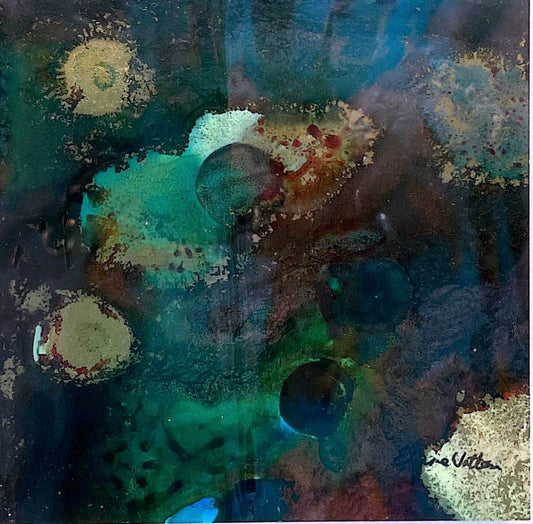 Original Art-Alcohol Ink -Green Stone