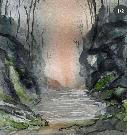 Original Art-Watercolour-Misty Forest