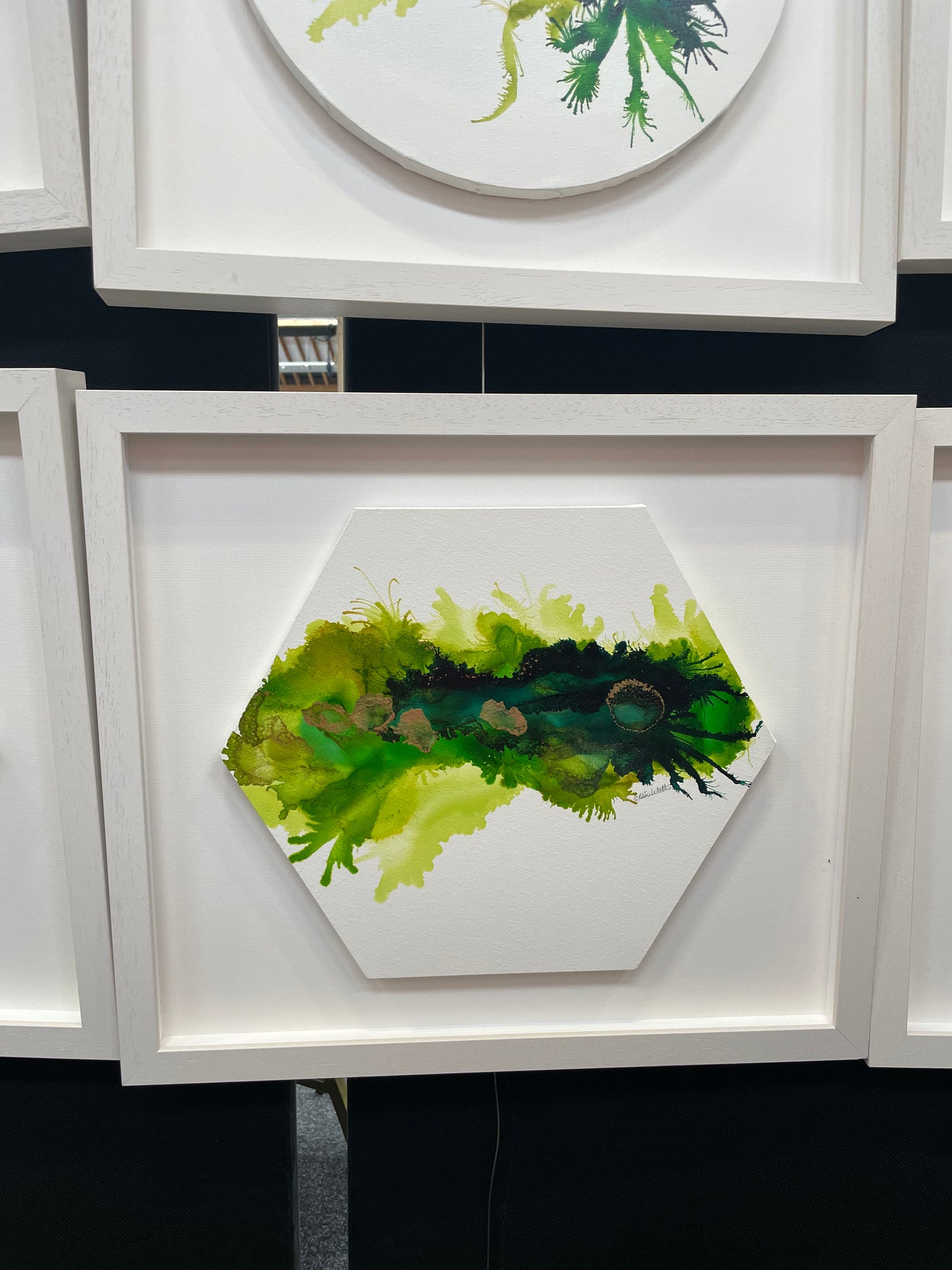 Original Art-Alcohol Ink - The  Chakra Series-The Heart Chakra-(Green Hexagon).