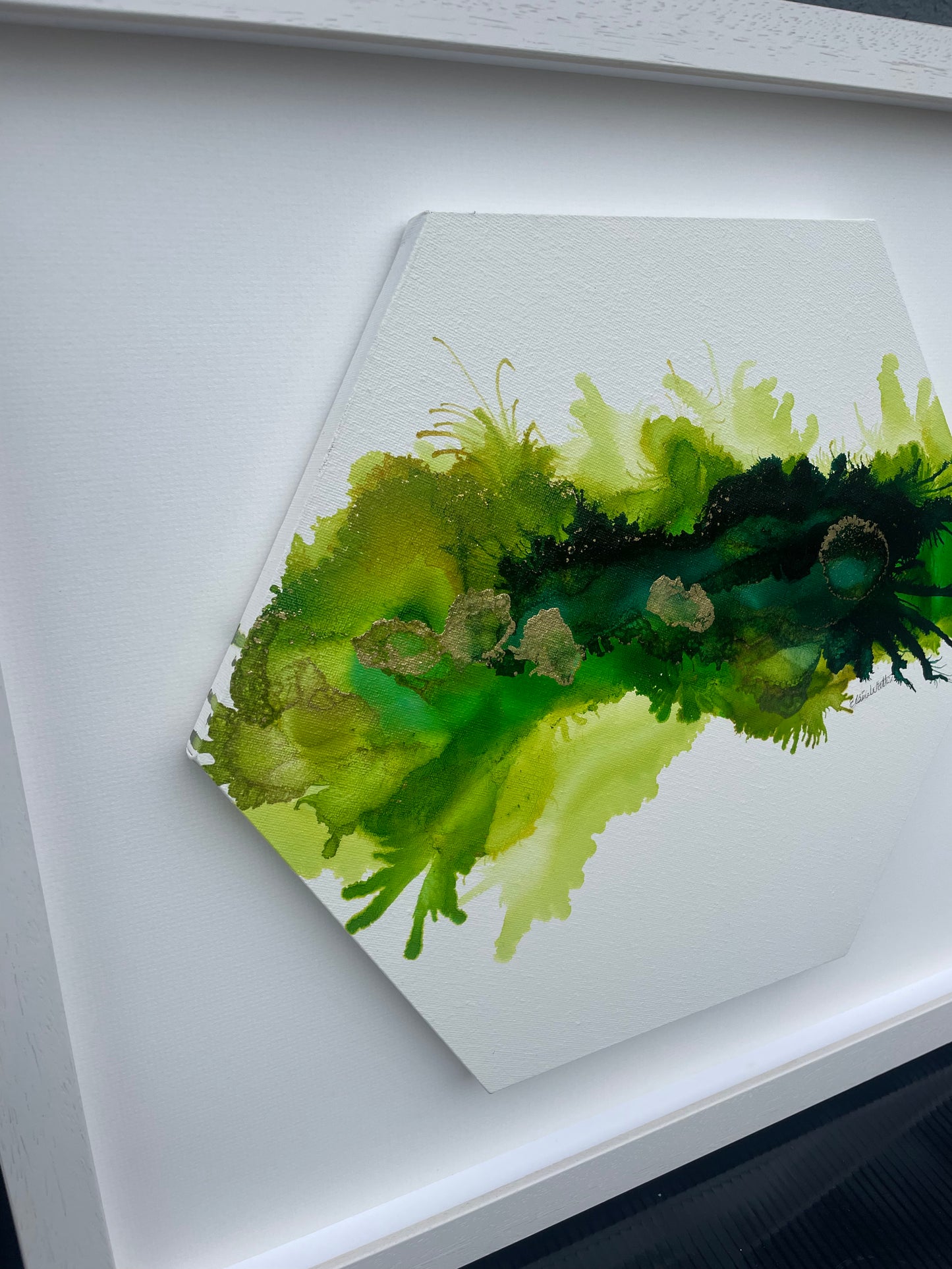 Original Art-Alcohol Ink - The  Chakra Series-The Heart Chakra-(Green Hexagon).