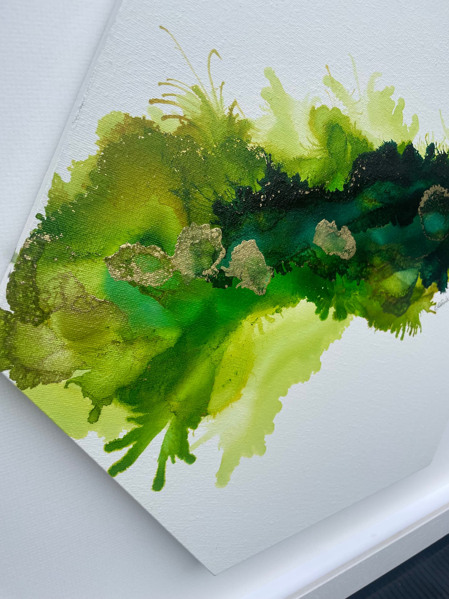 Original Art-Alcohol Ink - The  Chakra Series-The Heart Chakra-(Green Hexagon).