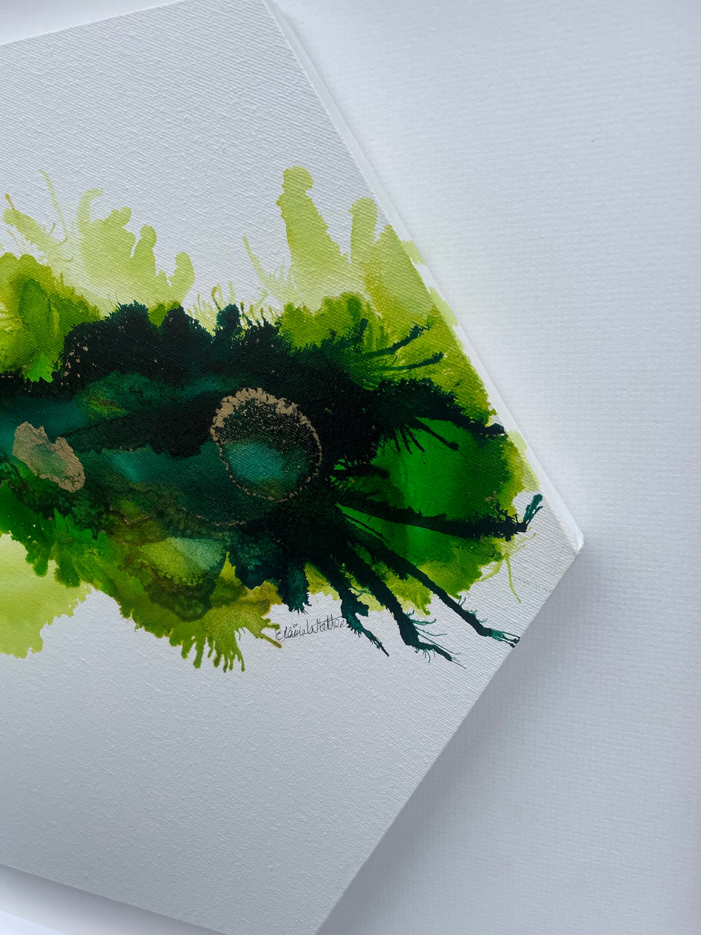 Original Art-Alcohol Ink - The  Chakra Series-The Heart Chakra-(Green Hexagon).