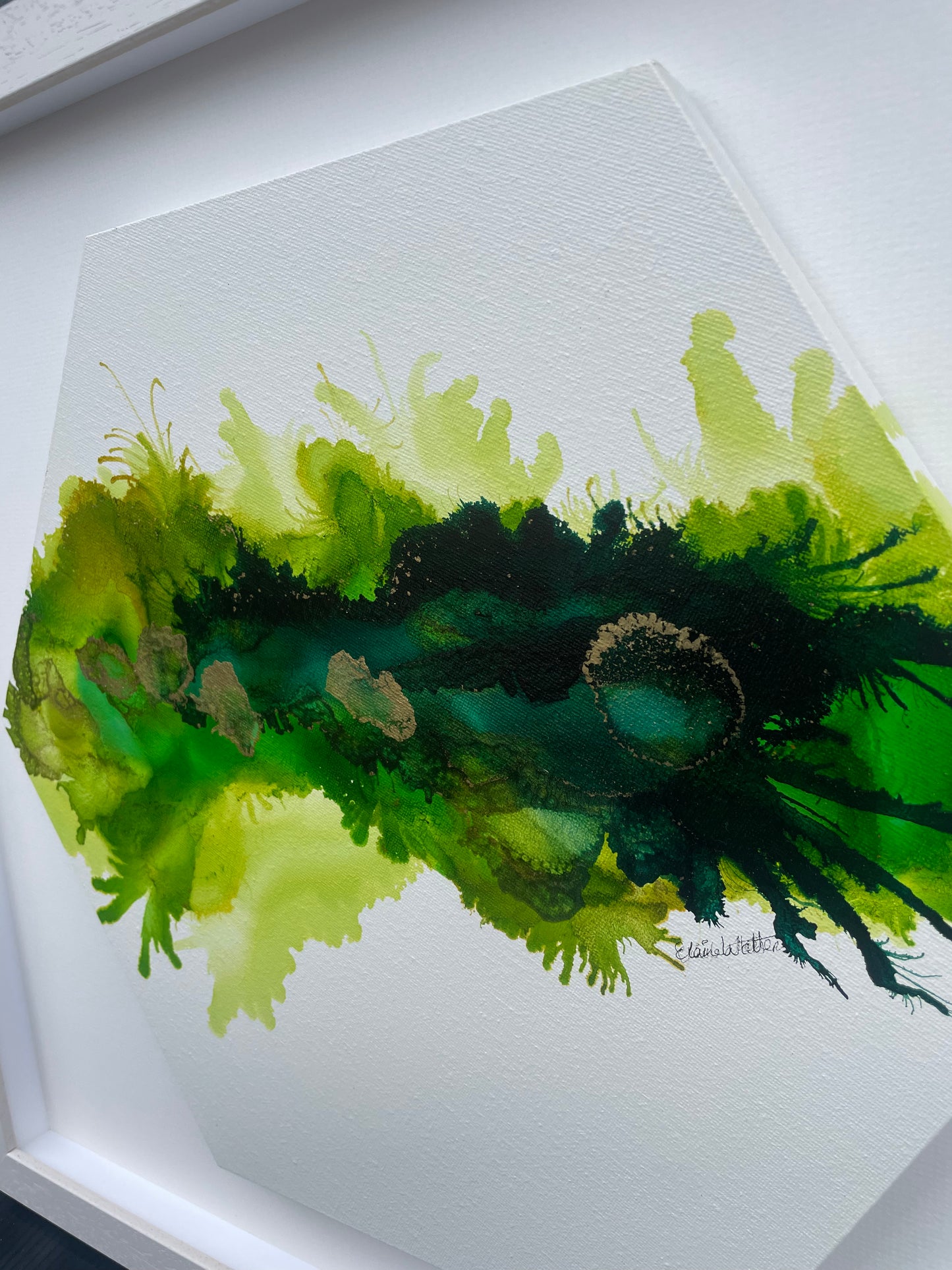 Original Art-Alcohol Ink - The  Chakra Series-The Heart Chakra-(Green Hexagon).