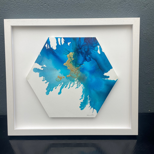 Alcohol Ink - The  Chakra Series-The Throat Chakra (Blue Hexagon)