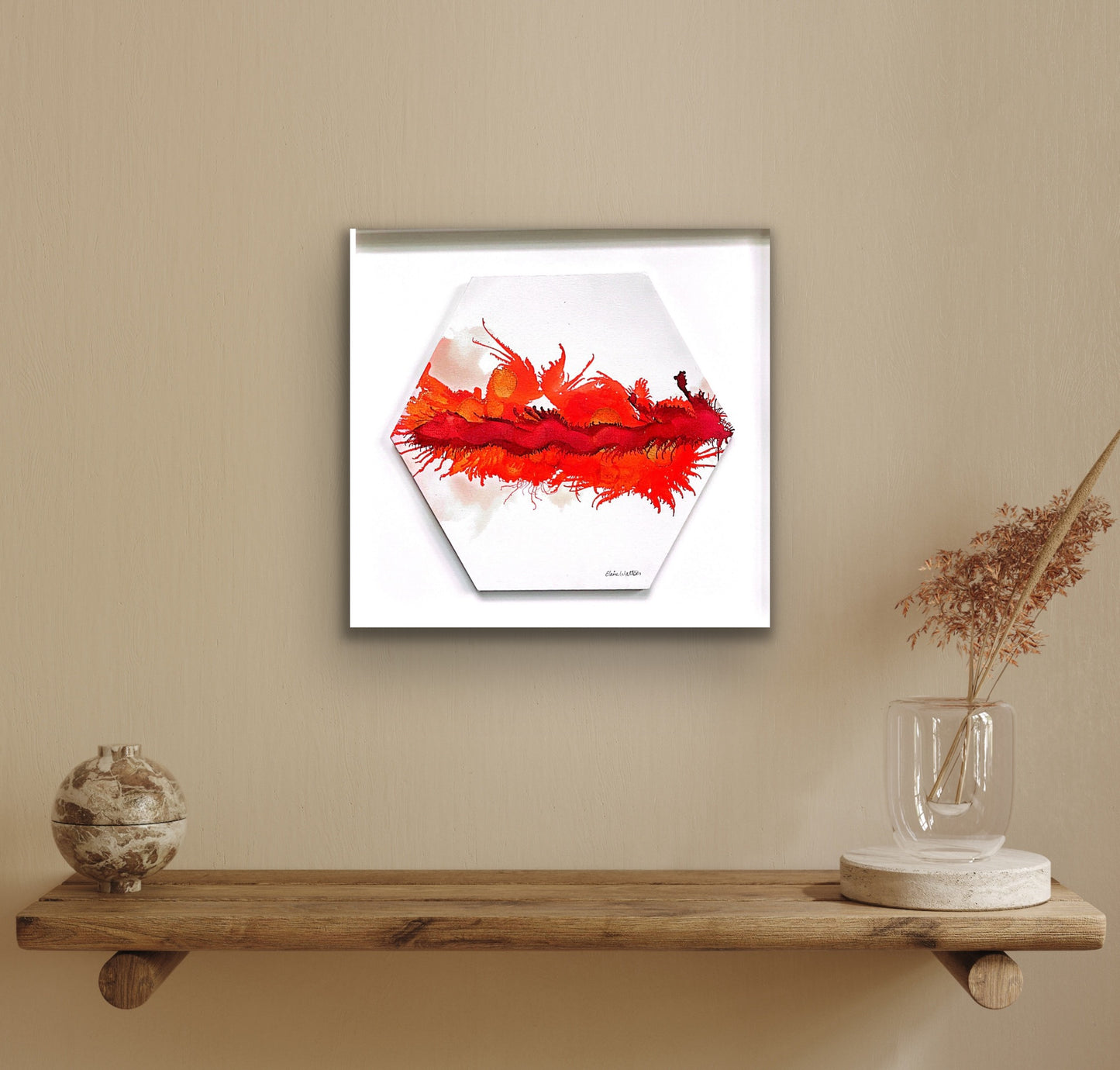 Alcohol Ink - The  Chakra Series-Root Chakra -(Red Hexagon)