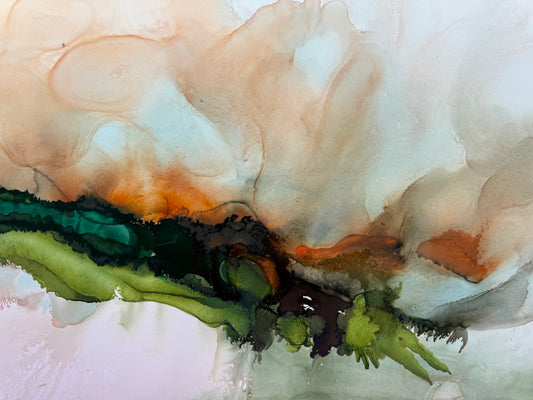 Original Art-Alcohol Ink-Whispers through the hedgerows