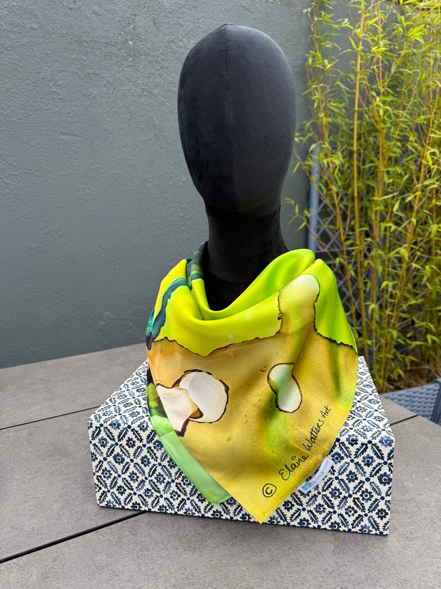 Product-Silk Scarf-Small Square 65x65cm-Peacock Plume