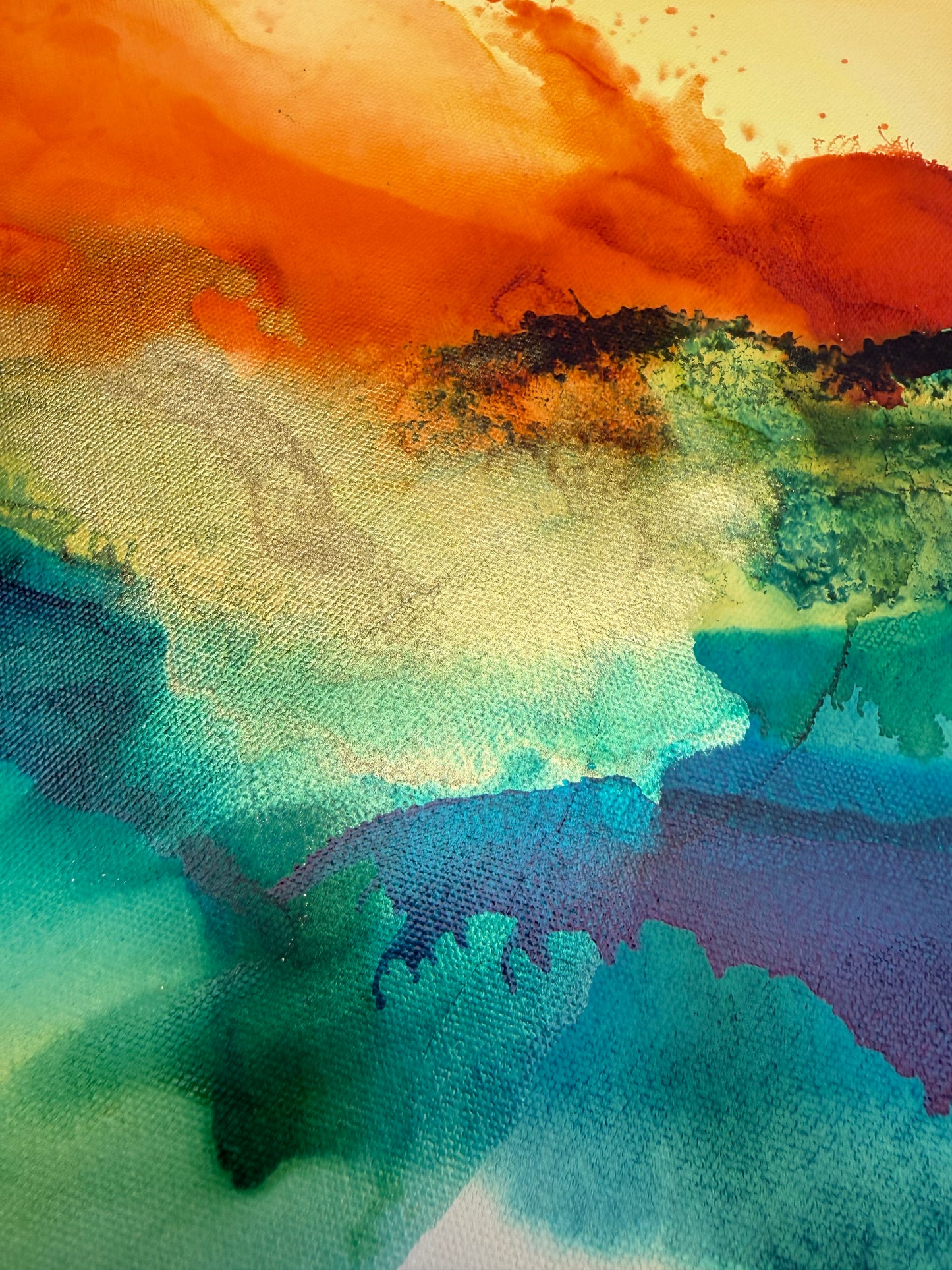 Original Art-Alcohol Ink-Light Gathering Slowly